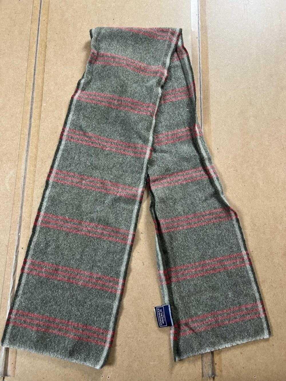 Faribault Woolen Mill Co. Scarf Mens One Size Gray Wool Striped Made USA Winter